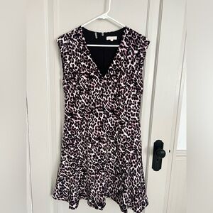 Rebecca Taylor Leopard Sleeveless V-neck Dress